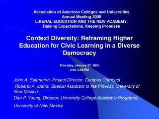 Context Diversity: Reframing Higher Education for Civic Learning in a Diverse Democracy