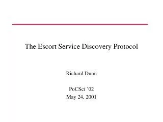 The Escort Service Discovery Protocol