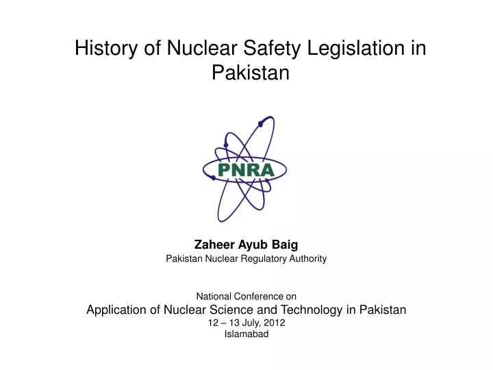 history of nuclear safety legislation in pakistan