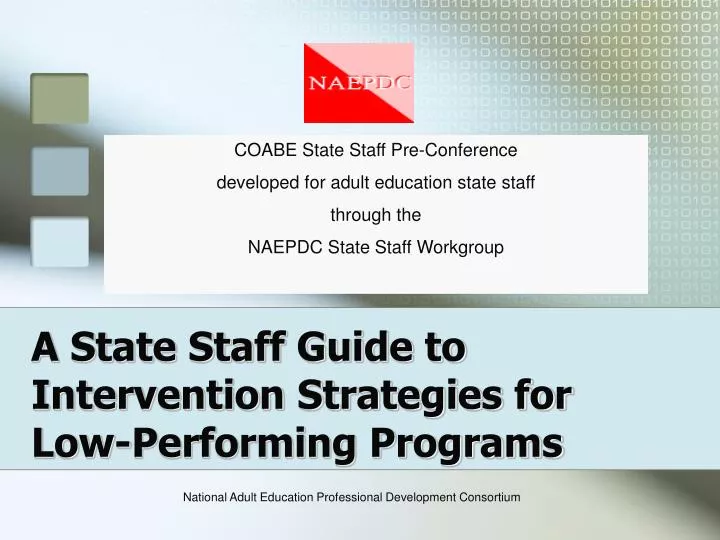 a state staff guide to intervention strategies for low performing programs