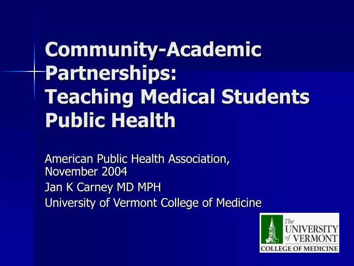 community academic partnerships teaching medical students public health