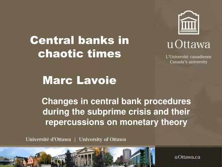 central banks in chaotic times marc lavoie