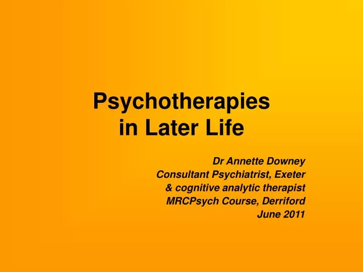 psychotherapies in later life