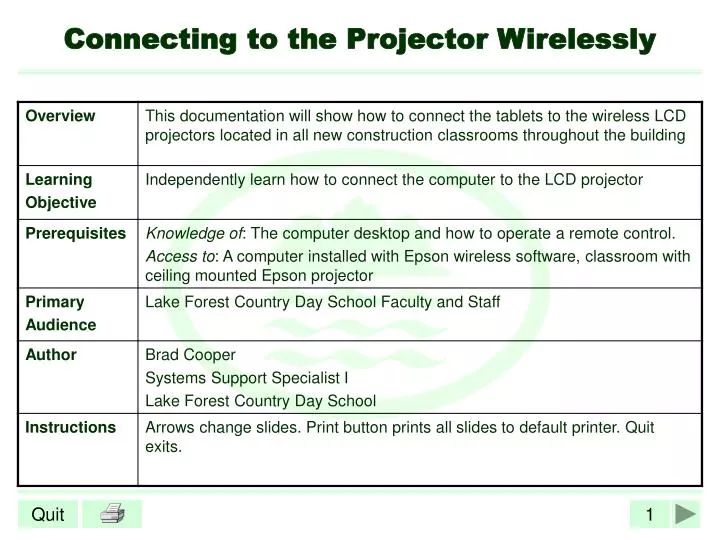 connecting to the projector wirelessly