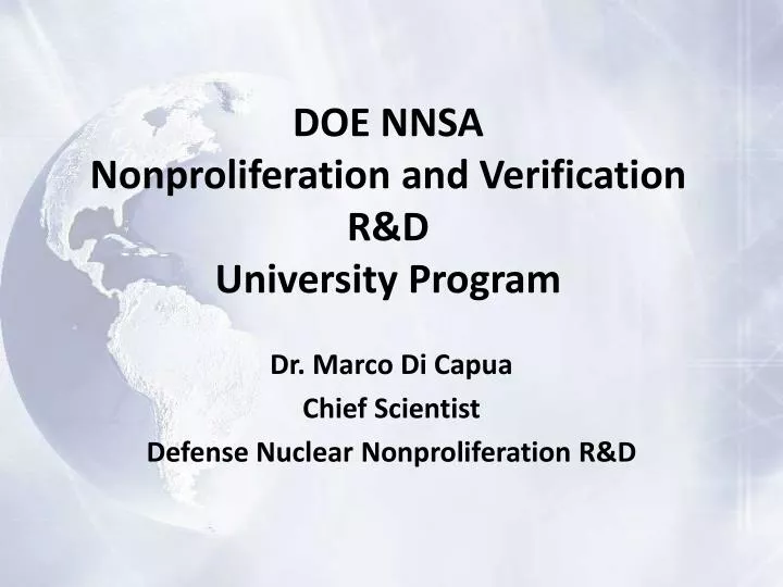 doe nnsa nonproliferation and verification r d university program