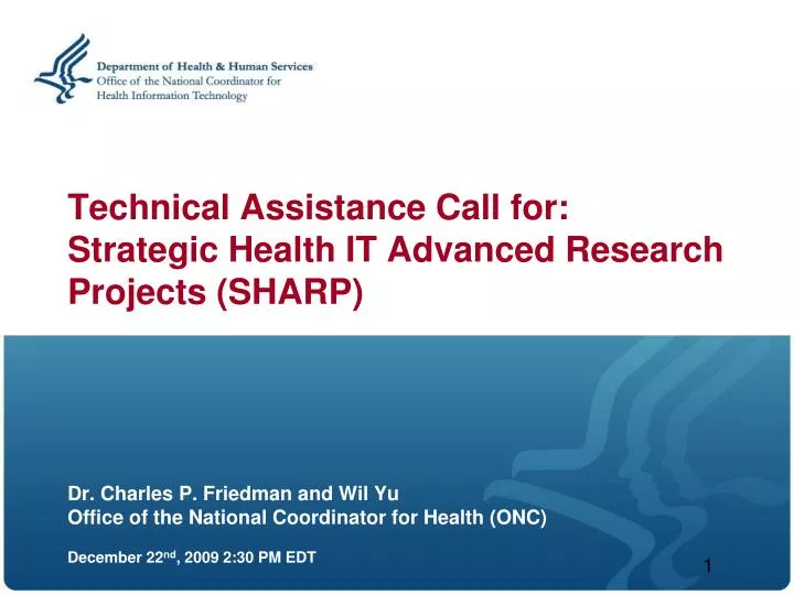 technical assistance call for strategic health it advanced research projects sharp
