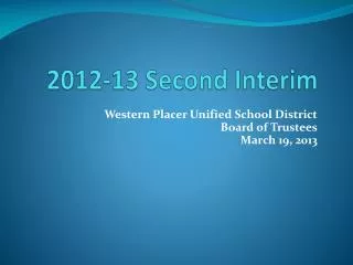 2012-13 Second Interim