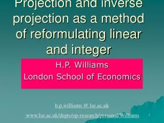Projection and inverse projection as a method of reformulating linear and integer programmes