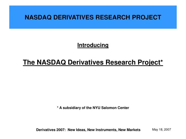 nasdaq derivatives research project