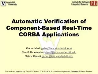 Automatic Verification of Component-Based Real-Time CORBA Applications