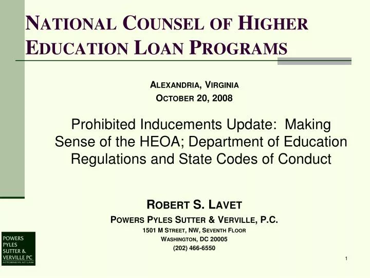 national counsel of higher education loan programs