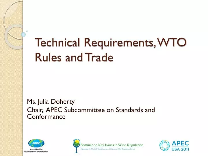 technical requirements wto rules and trade