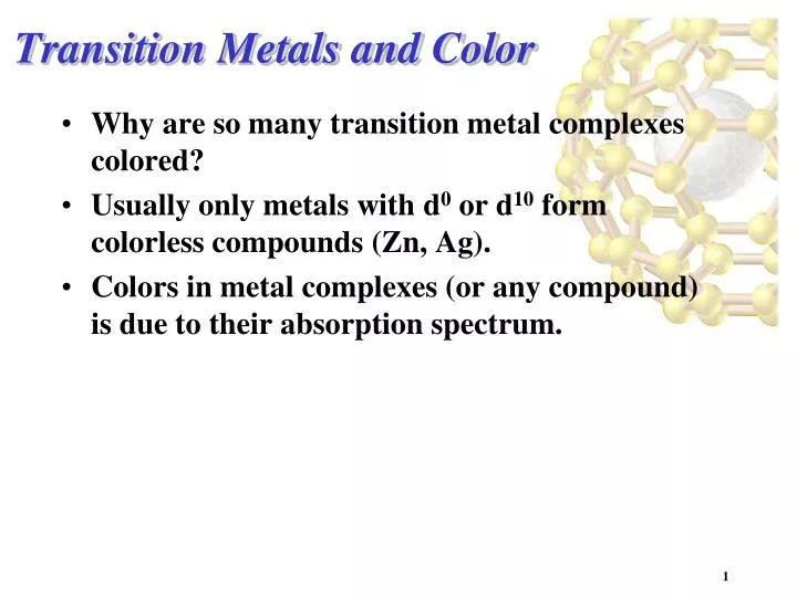 transition metals and color