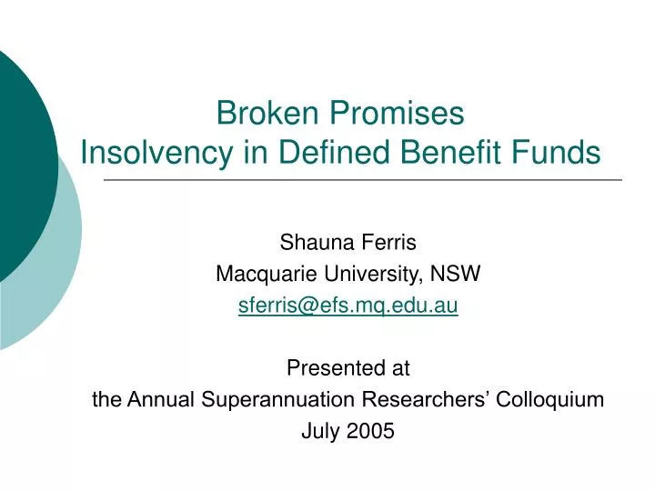 broken promises insolvency in defined benefit funds