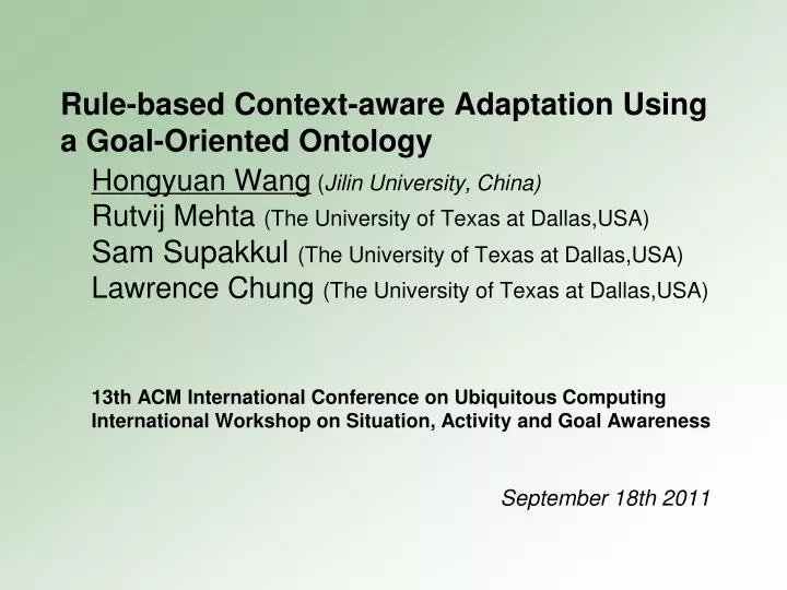 rule based context aware adaptation using a goal oriented ontology