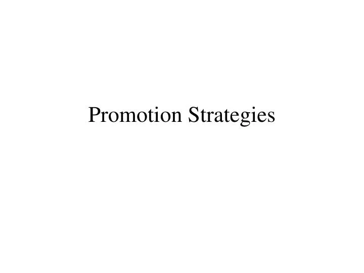 promotion strategies