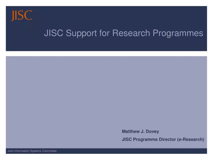 jisc support for research programmes