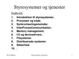 styresystemer og tjenester