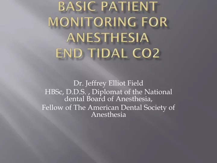 basic patient monitoring for anesthesia end tidal co2
