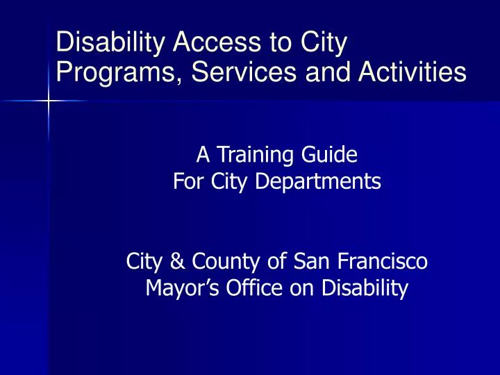 disability access to city programs services and activities