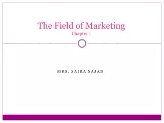 The Field of Marketing Chapter 1