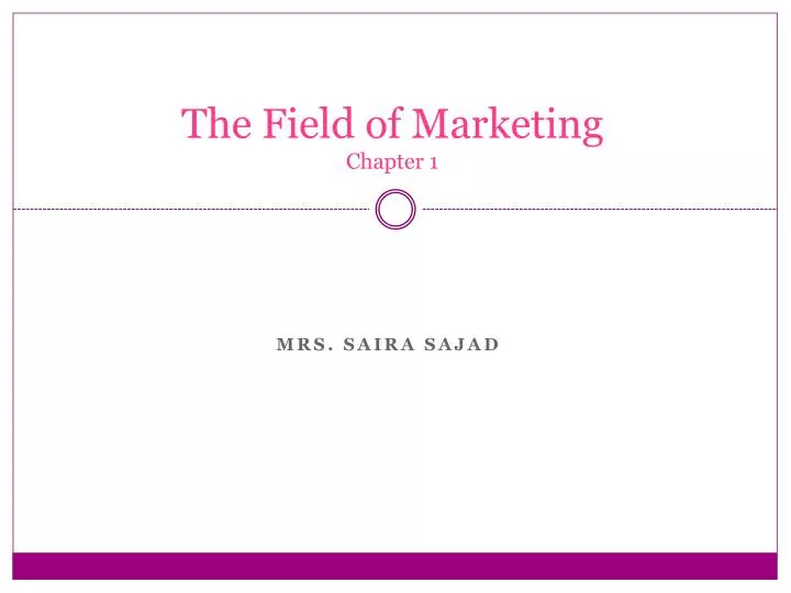the field of marketing chapter 1