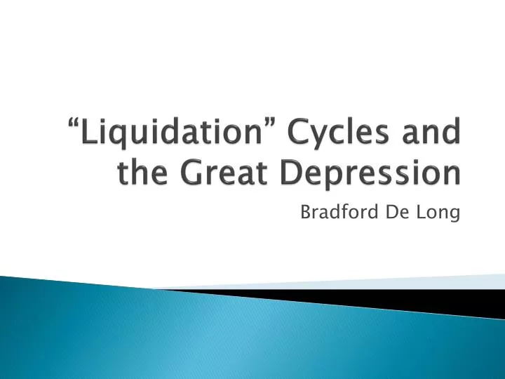 liquidation cycles and the great depression