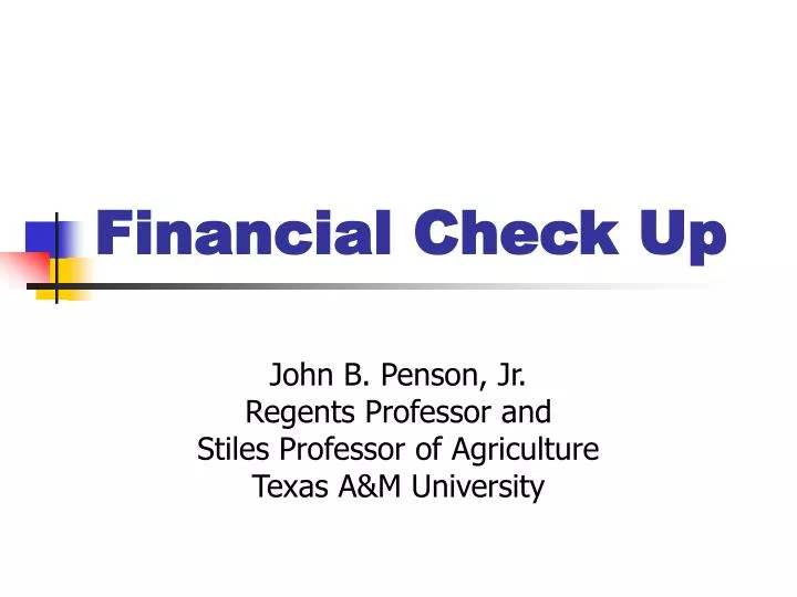 financial check up