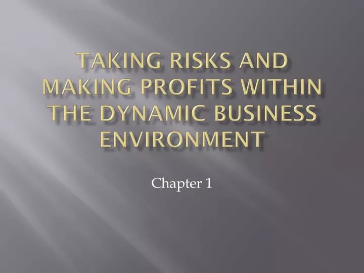 taking risks and making profits within the dynamic business environment