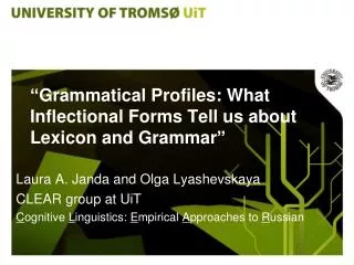 “ Grammatical Profiles: What Inflectional Forms Tell us about Lexicon and Grammar ”