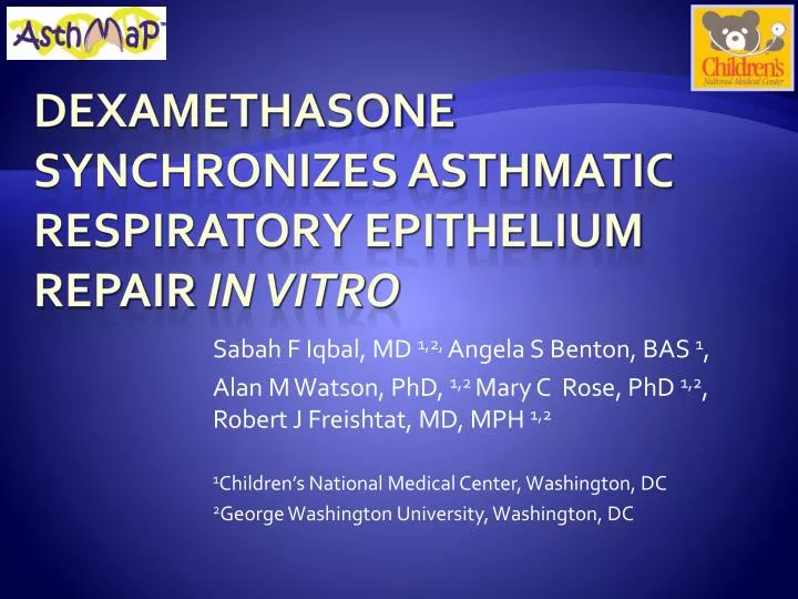 dexamethasone synchronizes asthmatic respiratory epithelium repair in vitro