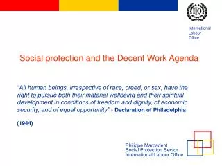 Philippe Marcadent Social Protection Sector International Labour Office