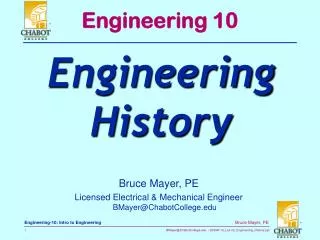 Bruce Mayer, PE Licensed Electrical &amp; Mechanical Engineer BMayer@ChabotCollege