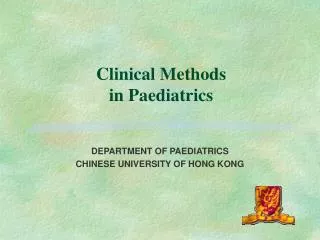 Clinical Methods in Paediatrics