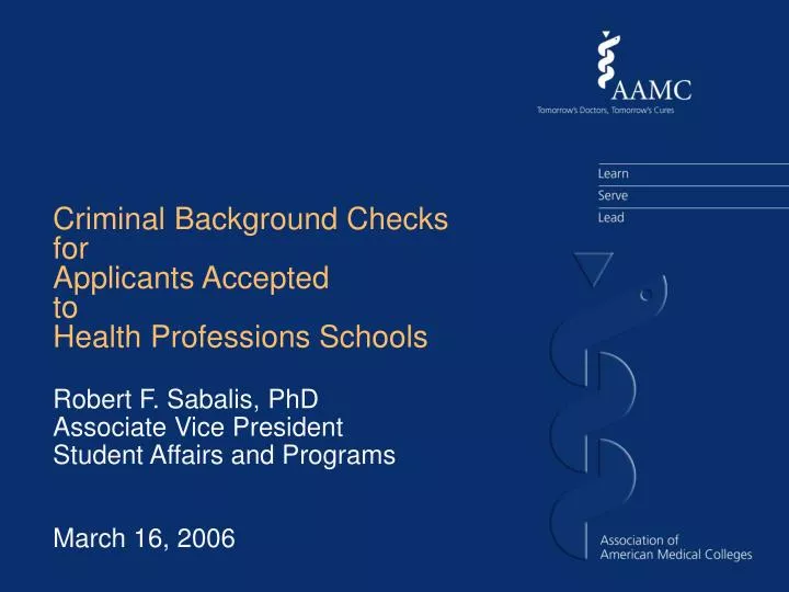 robert f sabalis phd associate vice president student affairs and programs march 16 2006
