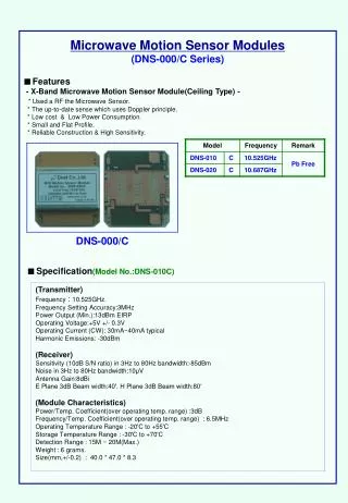 Microwave Motion Sensor Modules (DNS-000/C Series)