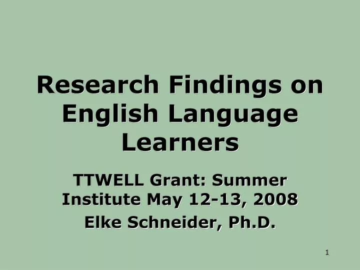 research findings on english language learners