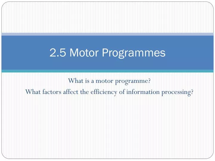 2 5 motor programmes