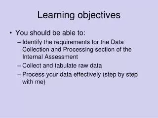 learning objectives
