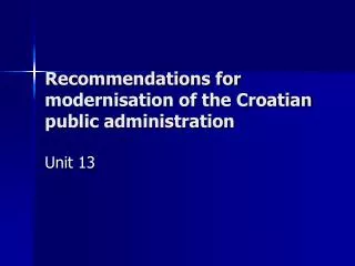Recommendations for modernisation of the Croatian public administration