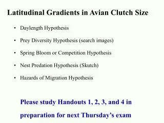 Latitudinal Gradients in Avian Clutch Size