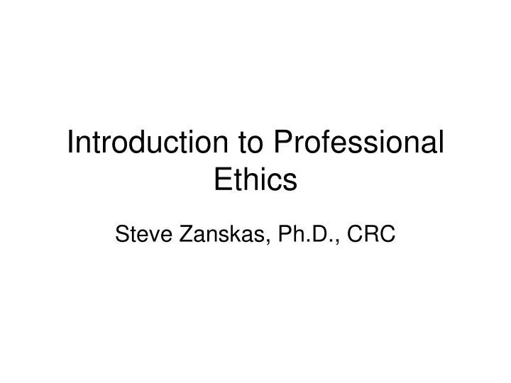 introduction to professional ethics