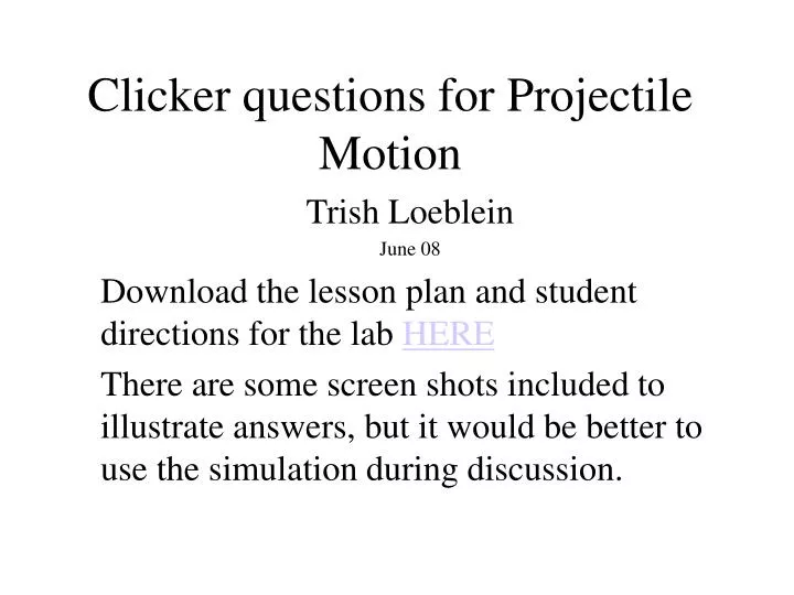 clicker questions for projectile motion