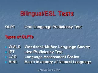 Bilingual/ESL Tests