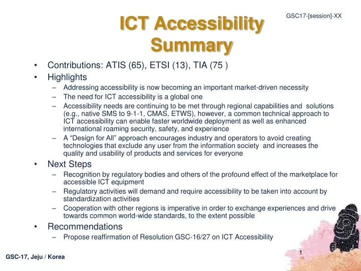 ict accessibility summary