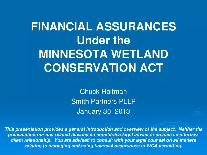 financial assurances under the minnesota wetland conservation act