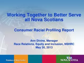 Working Together to Better Serve all Nova Scotians