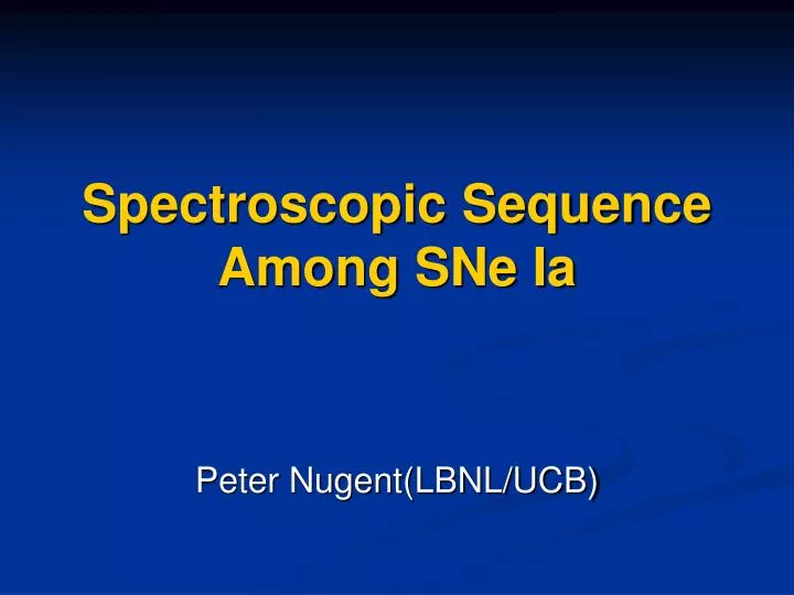 spectroscopic sequence among sne ia