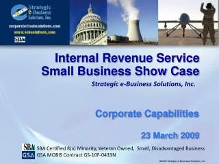 Internal Revenue Service Small Business Show Case 23 March 2009