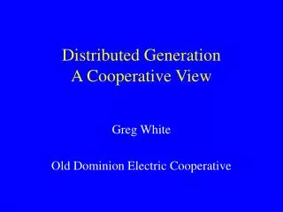Distributed Generation A Cooperative View